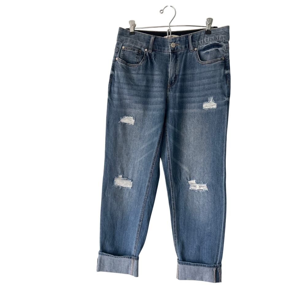 Cato Countour Fit Distressed Roll Cuff Jeans 10